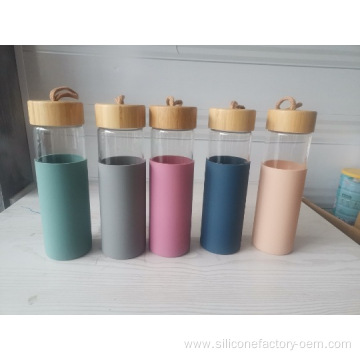 Glass Bottle With Silicone Sleeve Handle Water Bottle